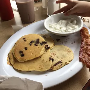 Choc chip silver dollar pancakes