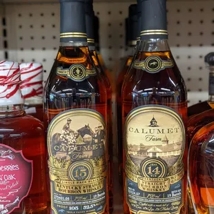 bottles of whiskey on a shelf