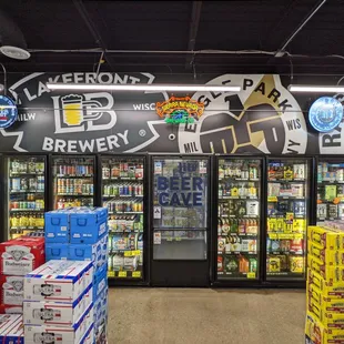 the inside of a liquor store