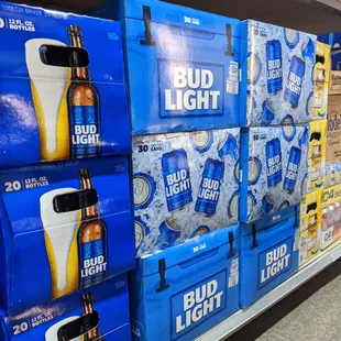 a display of bud light beer