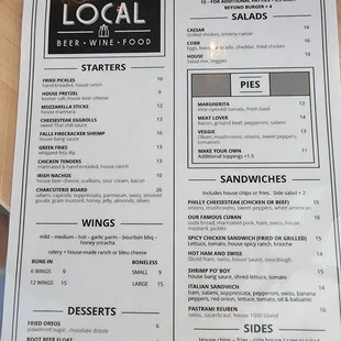 menu