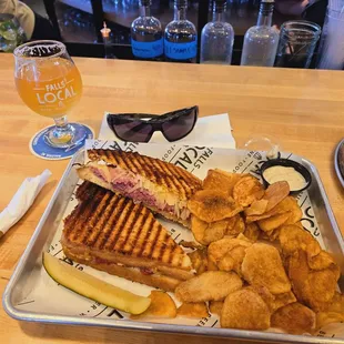 Rueben pastrami with housemade chips.