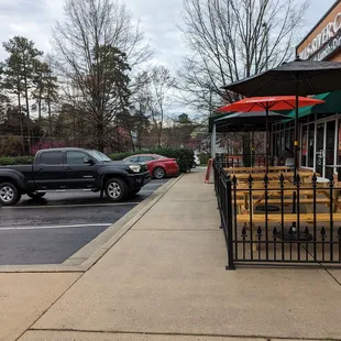 Parking and outside seating