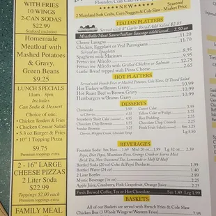 a menu for a restaurant