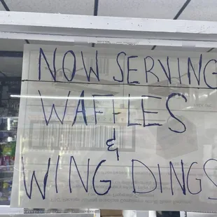 now serving waffles and wing dings