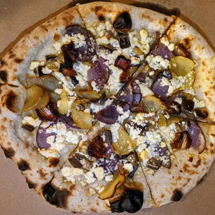 Arrosto Feta, eggplant, purple &amp; yukon gold potatoes, dates, white truffle oil