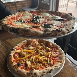 Margherita and San Gerrano pizzas