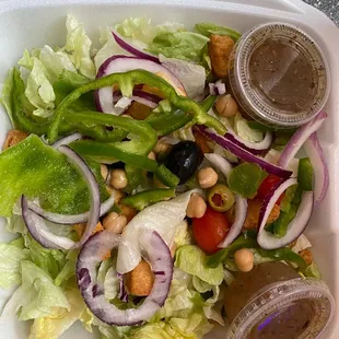 Dinner salad. Huge! Bacon dressing