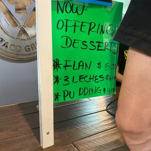 Now offering desserts