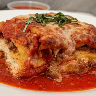 a plate of lasagna