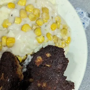 Not a good pic at all but man did those salmon croquettes hit the spot! Look burnt but definitely weren't!!