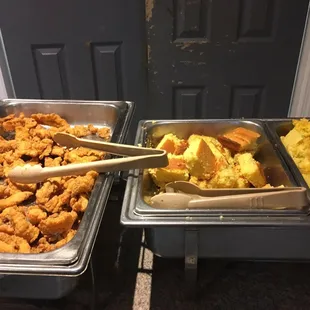 Fried catfish, cornbread and jalapeño cornbread