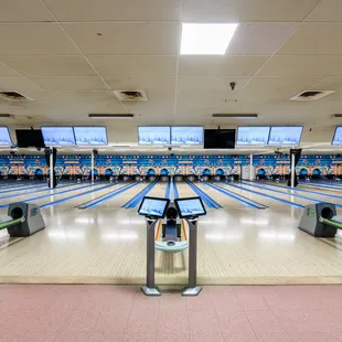 28 bowling lanes with 20 game styles of bowling to choose.