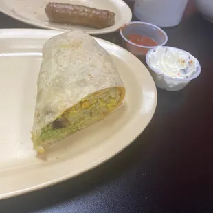 Breakfast burrito (no meat) pork sausage.