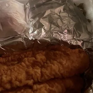 Delicious take out catfish fillet plate