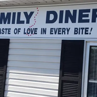 Family Diner sign from the street on Goshen