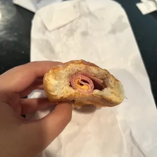 Inside of Ham &amp; Cheese Kolache