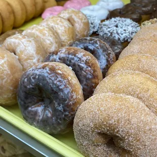 a variety of doughnuts on display