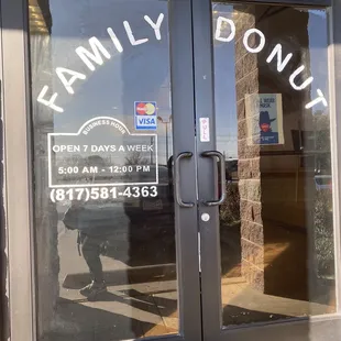 the front door of a donut shop