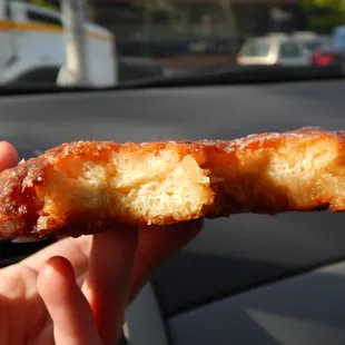 Cross section of the apple fritter.