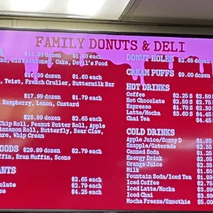 Donuts &amp; Drinks Menu
