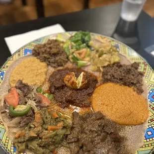 Family meal, meat and veggie