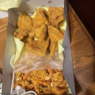 Fried catfish and friend shrimp