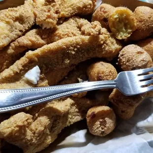1lb catfish and 12 hush puppies.