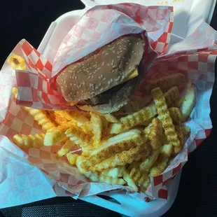 Burger and fries $6.50