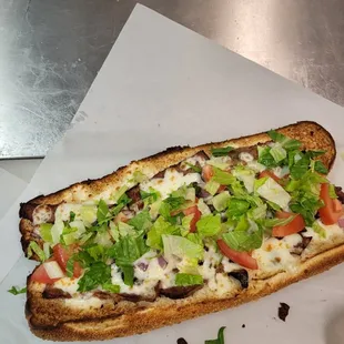 Oven baked Grinder (STEAK ONION GREEN PEPPER MUSHROOM))