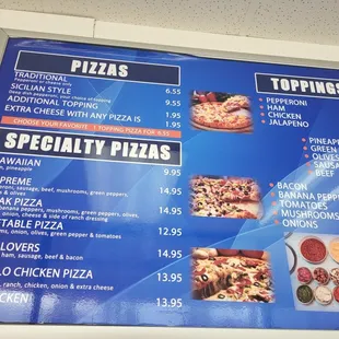 PIZZAS+++++TOPPINGS++++  Combination pizzas