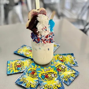 a milkshake with sprinkles