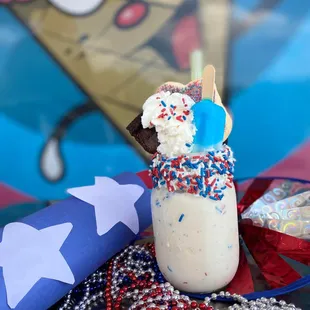 an ice cream sundae with sprinkles and sprinkles