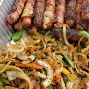 Bacon wrapped hot dogs