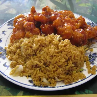 orange chicken &amp; fried rice
