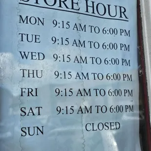Hours of operation