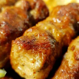 The Cevapi sausages up close, moist and cooked perfect.