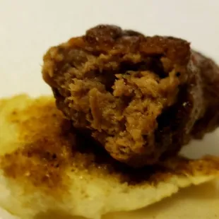 A look inside the sausage, moist and cooked perfect.