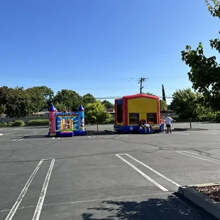 Church bounce house setup