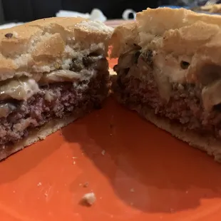 Mushroom and Swiss angus burger