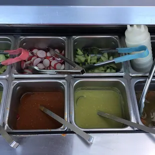 a variety of condiments