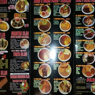 the menu and prices
