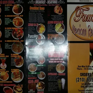 menu and prices