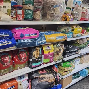 Big bags of dog and cat food