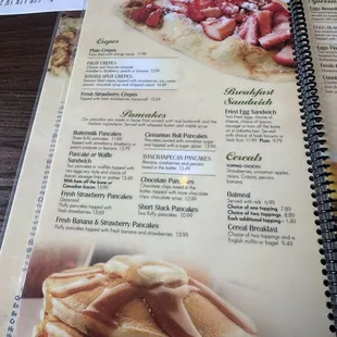menu, crepes