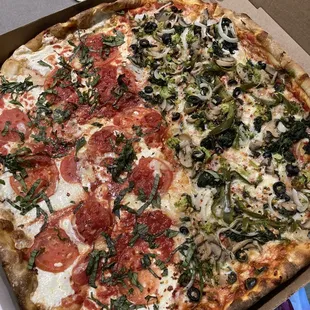 half Margherita &amp; half veggie