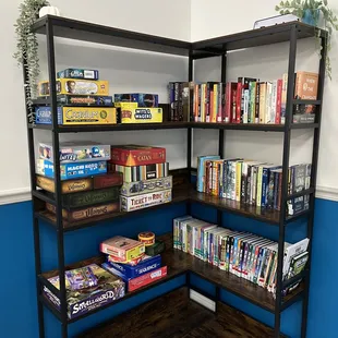 Board games and books to enjoy while you are here