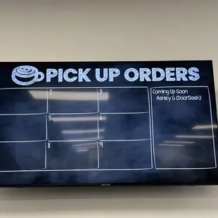 Your pick up orders show cubby location