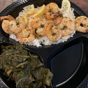 Grilled Shrimp with greens