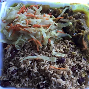 Curry goat and rice and peas for my  husband.